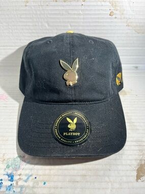 PLAYBOY Black Cap with Gold Embroidery